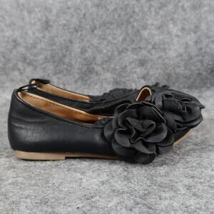 Old Navy Shoes Baby Girls 5 Mary Jane Flats Flower Black Slip On Closed Toe